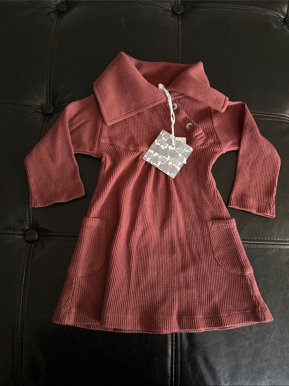 kate quinn Ribbed Foldover Collar Dress in Dusty Rose